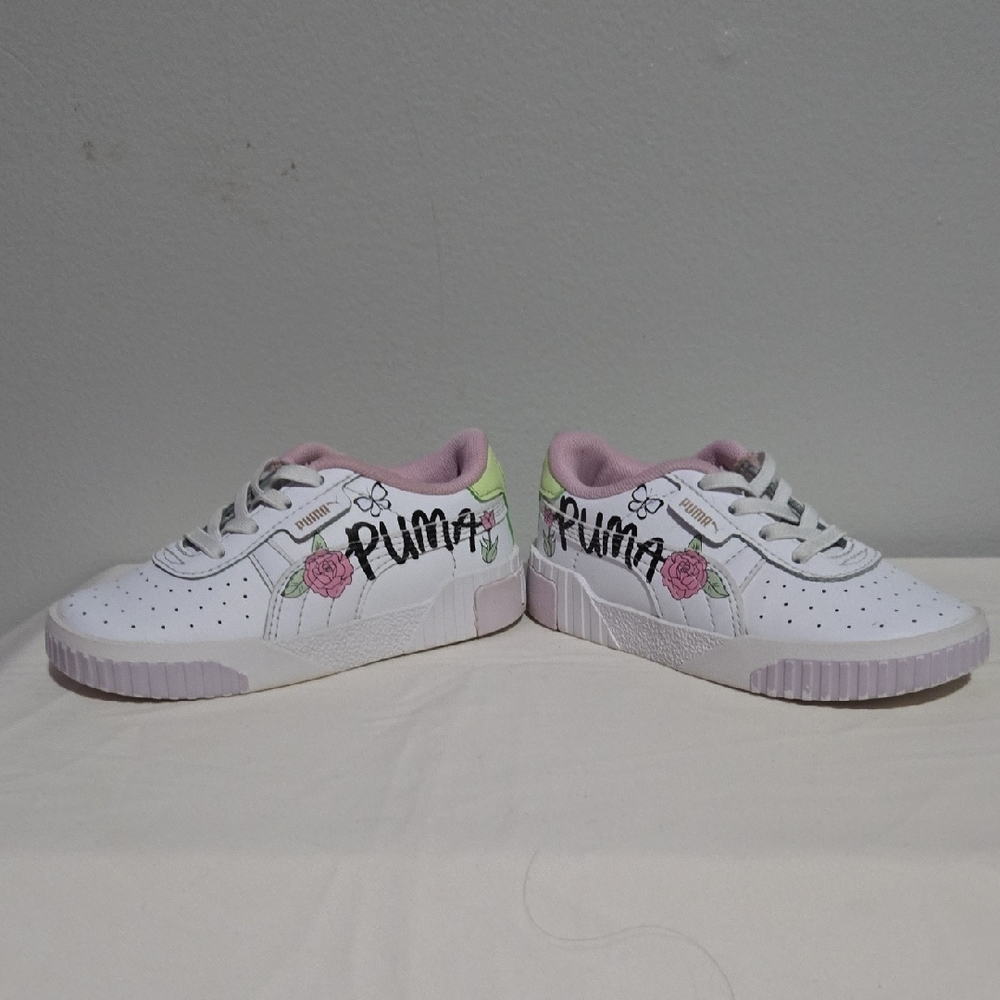 Puma White and Pink Sneakers Classic Low-Top Design